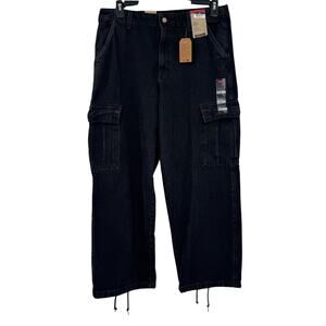 NWT Levi's '94 Women's Mid Rise Baggy Black Cargo Dark Denim Jeans Pants Size 31